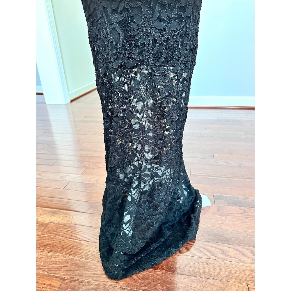 Vintage 2000s Jump Apparel Cutout Black Lace Off the Shoulder Sexy Formal Gown - Picture 7 of 11